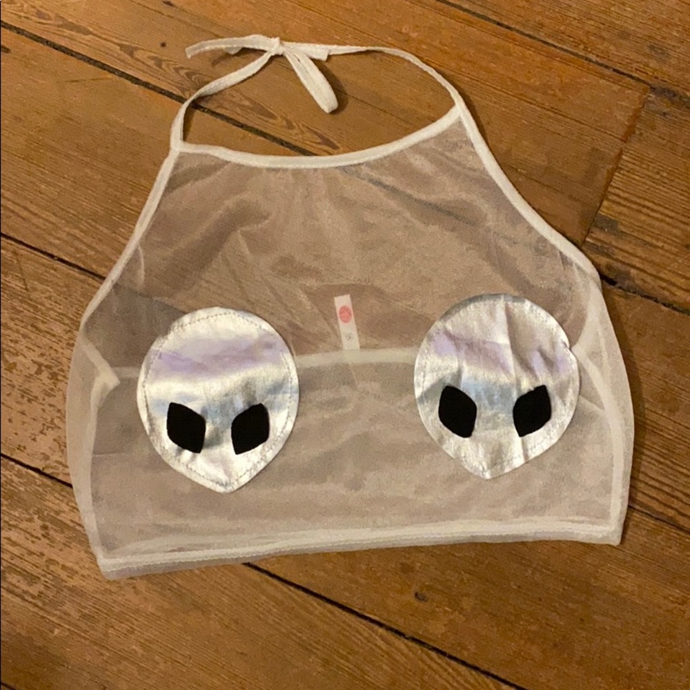Sheer Alien crop top juniors sizing